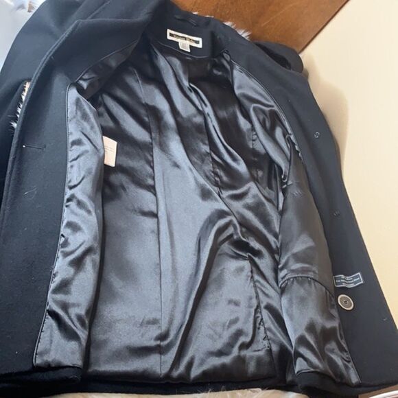 Kristen Blake Black Fine Australian Wool Blend Funnel Neck Pea Coat Size Small - Picture 8 of 13